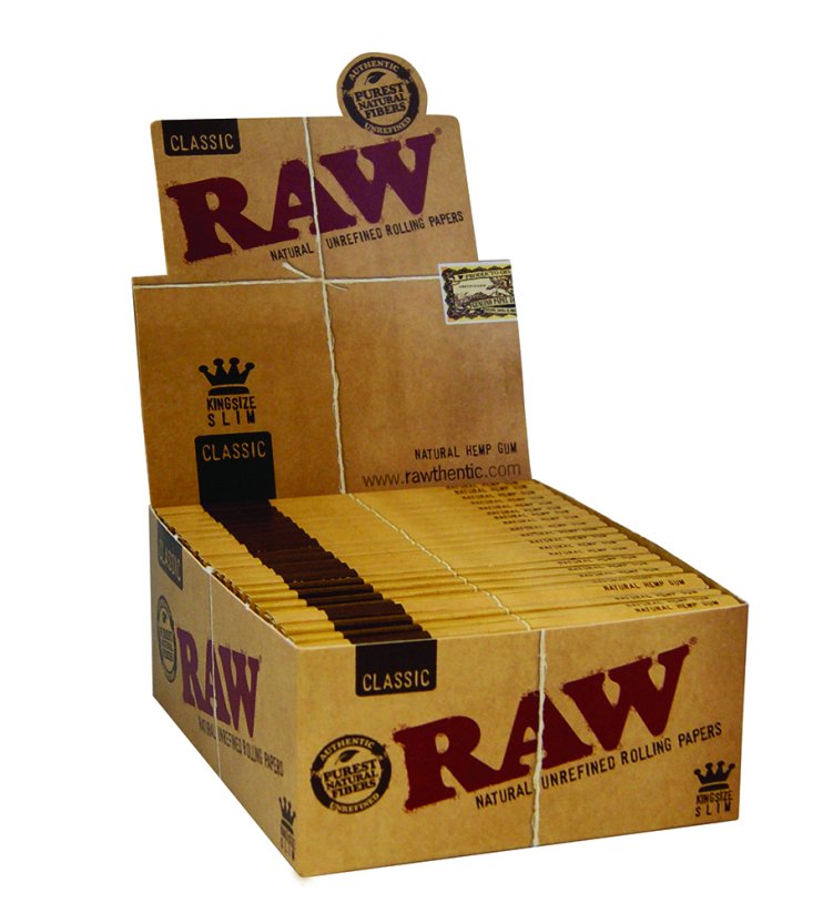 Raw Popieriai Klasikinis karalius Dydis Plonas Popieriai, 110 mm, 50 vnt per dėžė