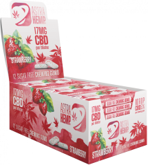 Astra Hemp Strawberry Hemp kramtomoji guma (17 mg CBD), 24 dėžutės