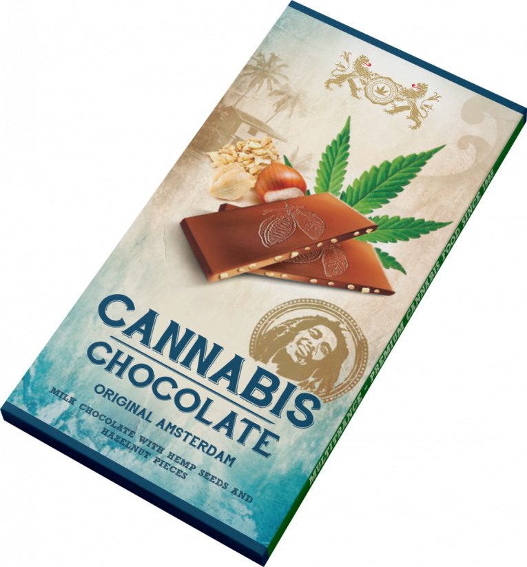 Mlečna čokolada Bob Marley Cannabis & Hazelnuts - karton (15 ploščic)