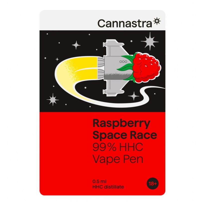 Cannastra Długopis HHC Vape Malinowy wyścig kosmiczny, 99% HHC, 0,5ml