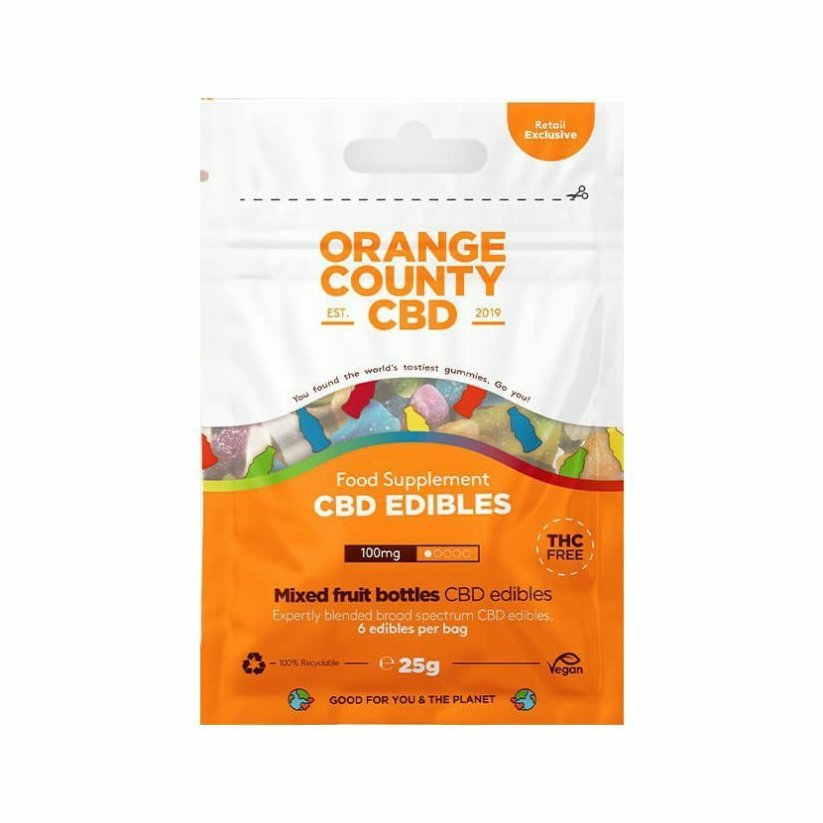 Orange County CBD botellas, mini bolsa de agarre, 100 mg CDB, 6 piezas, 25 gramo