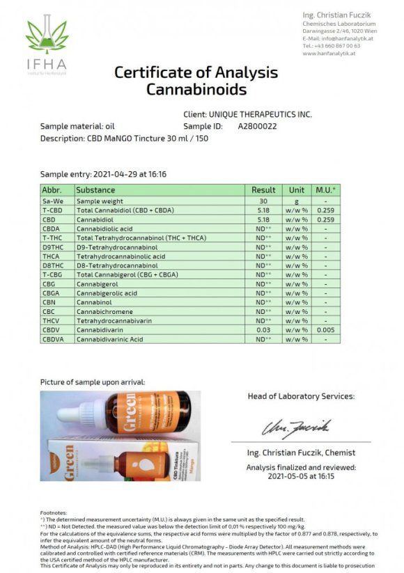 Green Pharmaceutics CBD Mango Tinktur - 5%, 1500 mg, 30 ml